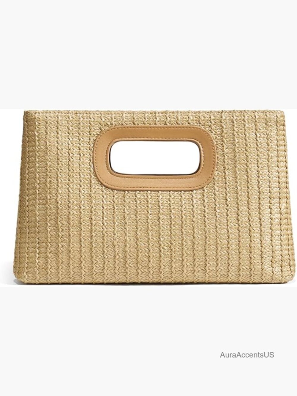 Straw Clutch Purse with Top Handle - Summer Vacation Bag - Picture 1 of 7